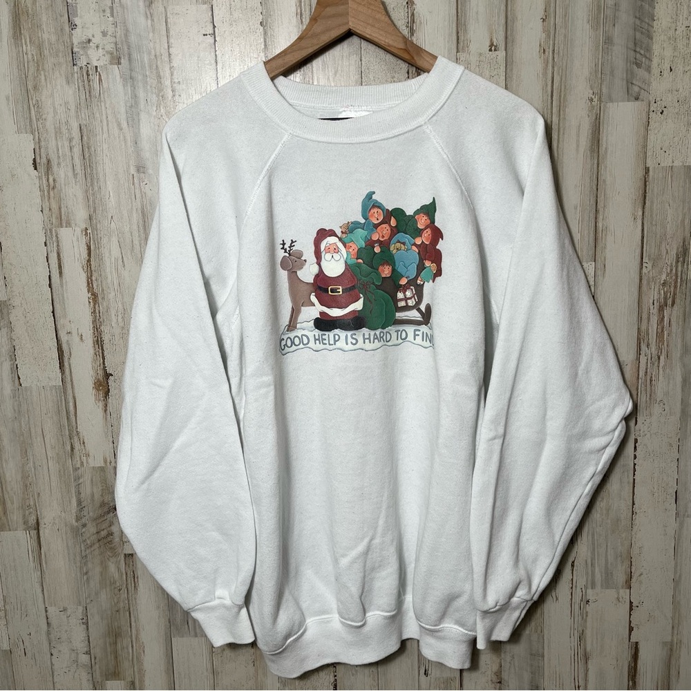 Vintage‎ 90s Grandma Cottage Christmas Santa Claus Crewneck Sweater Womens XXL